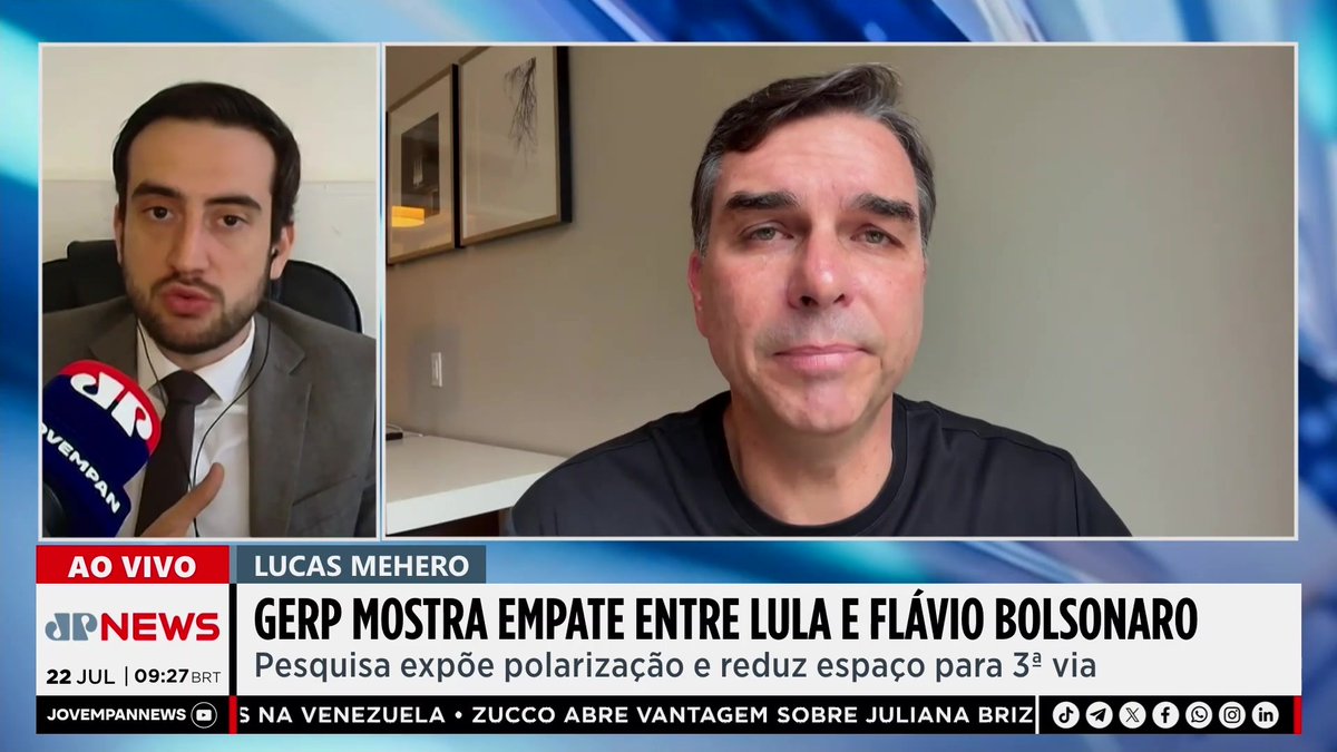 Pesquisa Gerp: Flávio Bolsonaro tem 46% e Lula 45% em eventual 2º turno 📺 Confira ao vivo: #JornalDaManhã