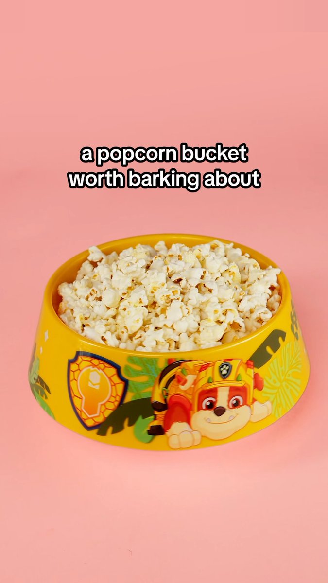Now THIS is a popcorn bowl worth barking about! Get tickets for PAW PATROL: THE DINO MOVIE and bring home our ""Puppy Bowl"" bucket and other collectibles. Coming to AMC Theatres starting 8/13 while supplies last! Get tickets for the film now at AMC Theatres, everywhere 8/14.