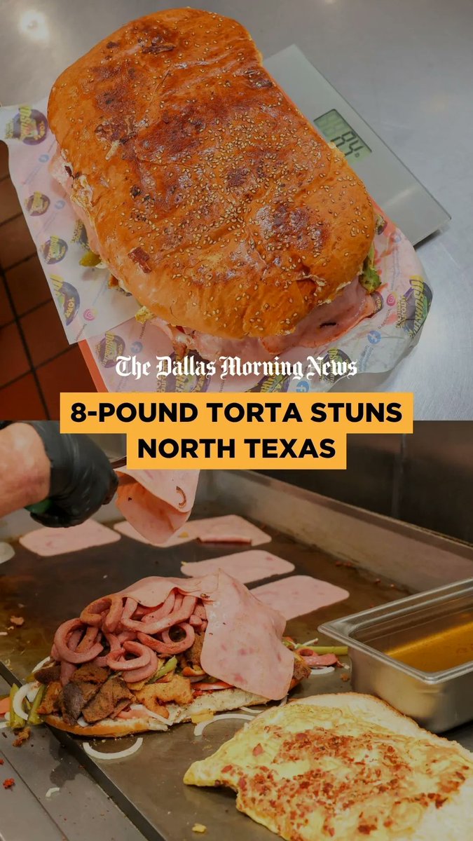 Another giant food has entered the chat. North Texas, are you ready? 👀 Tortas Insurgentes in northwest Dallas is now offering its Mega Torta: an 8-pound, 14-inch long Mexican sandwich with all the fixings. It can easily feed a large group, but could be finished solo, if you’re up for the challenge. 🫣 Finish the Mega Torta in less than 20 minutes, and you win $150. But if you fail, you have to pay $75 for the whole thing. Tag someone you want to take on the Mega Torta with 🤝 And to find out more about Tortas Insurgentes and its new mega creation, be sure to tap the link in the bio. 📹️: Zacharia Washington / Food Digital Producer ✍️: Imelda García / Food Reporter