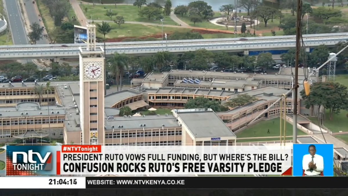Confusion Rocks Ruto's Free Varsity Pledge President Ruto's announcement that tuition for students who qualify for admission to universities will be fully funded has sparked mixed reactions The proposed legislation is currently not before the House #NTVTonight Michelle Ngele-Odhiambo
