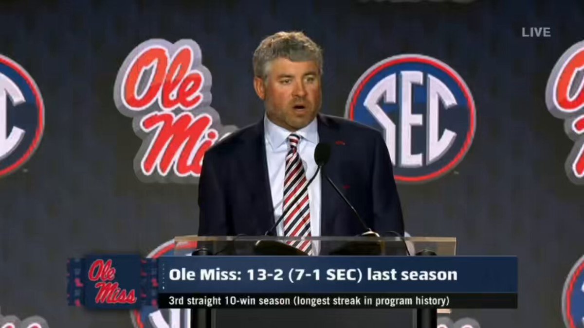 Ole Miss head coach Pete Golding in response to a question about the tampering allegations they’ve faced: “We’re going to recruit really good players, that’s both in the high school market and in the portal market, and we’ll to continue to do it how we’ve done it.” When asked about tampering again, he later said, “let’s not act like recruiting in College Football for the last 100 years is the most moral thing.”