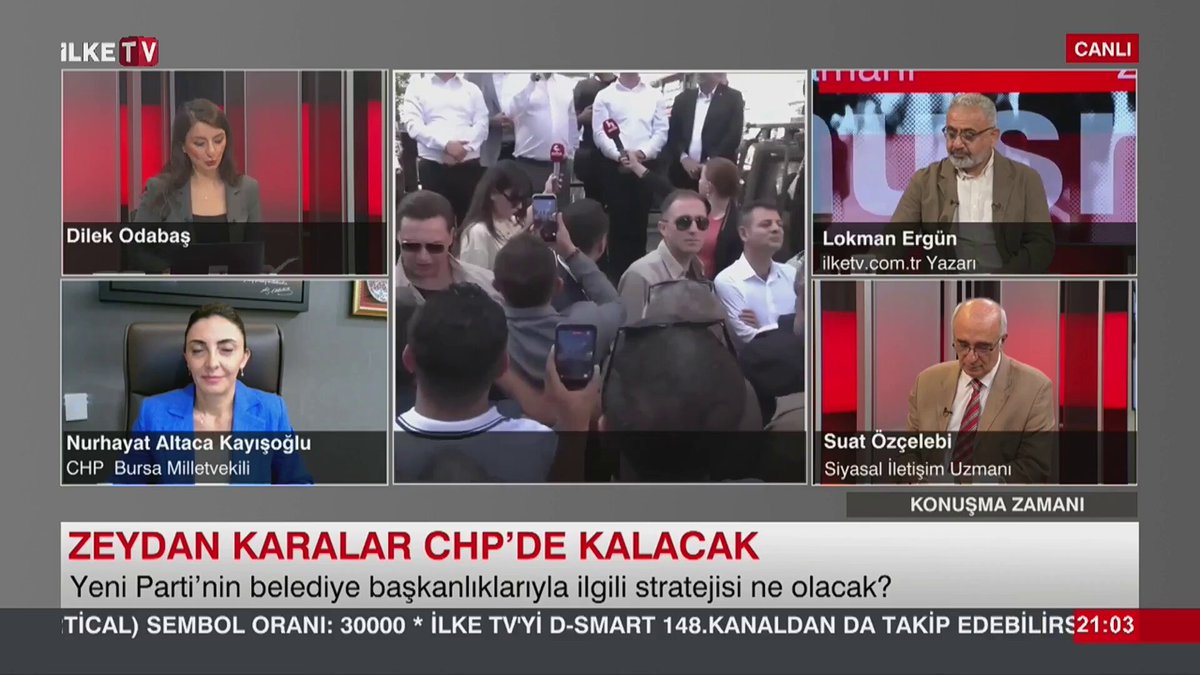 🗣️CHP Bursa Milletvekili Nurhayat Altaca'dan Müslim Sarı'ya yanıt: 🔸İl başkanlarının hepsini her gün görevden alan, mahallede masa başında delege yazmayı planlayan bu anlayışın söylediği saçmalığa hakikaten ne cevap versem az kalacak ama milletimiz cevabı veriyor 🔸İnsanın içine çıkacak halleri yok. Partiye gidip, sokağa çıkıp bir kişiye merhaba diyecek halleri yok. Biz keyfimizden de yeni bir parti kurmuyoruz. #CANLI yayın➡️ Dilek Odabaş Nurhayat ALTACA KAYIŞOĞLU