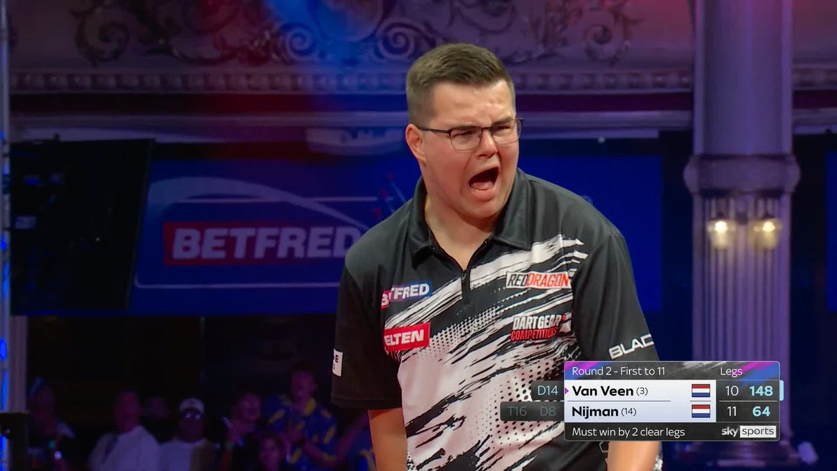 WHAT A SKINSAVER THAT IS! 🔥 Gian van Veen with a CLUTCH finish to stay in this tie! 📺 #MatchplayDarts
