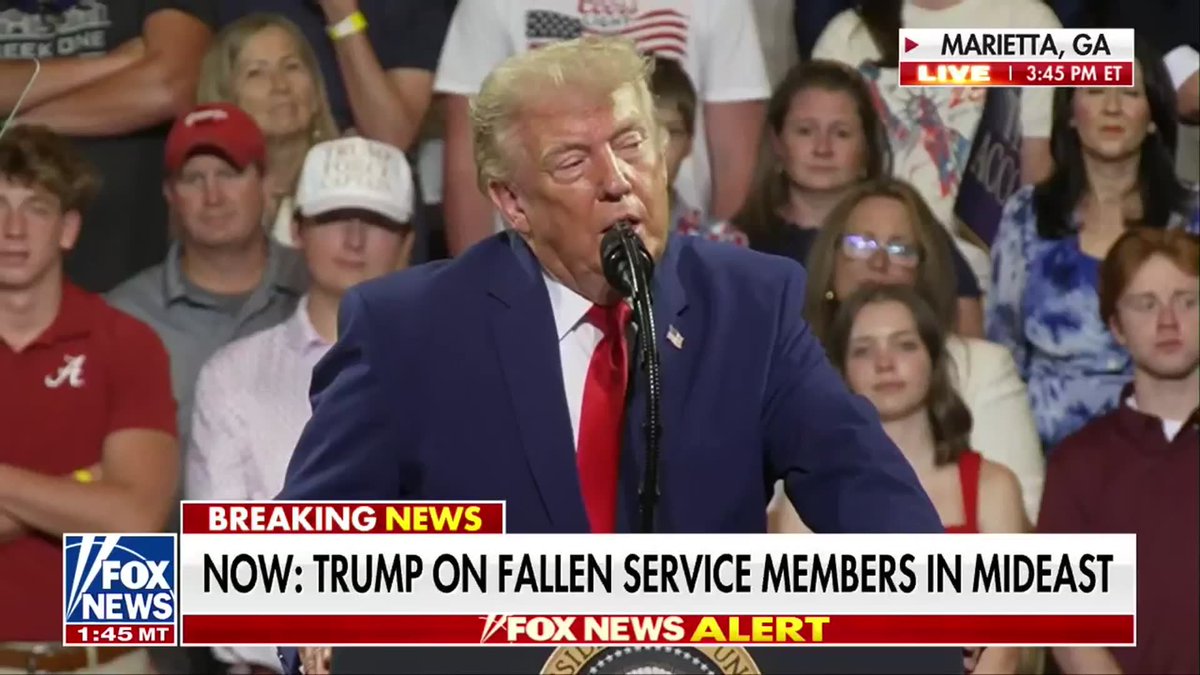 BREAKING: President Trump honors the family of fallen U.S. soldier Lt. Tyler Feehan at a Georgia rally as his guests, hours after attending the dignified transfer. Trump invited the Georgia family to travel home with him aboard Air Force One. “This is a son who was like a flawless, perfect person, beautiful, beautiful son, handsome in every way, brilliant, respected by everybody.” “He was a person that was going all the way. He was going to be a general. He would have been a general very quickly. He was heading in that path.” “To Shari and Stephen and David, we will carry Tyler's memory in our hearts forever. And I just want to thank you. It's an honor to have you here today.