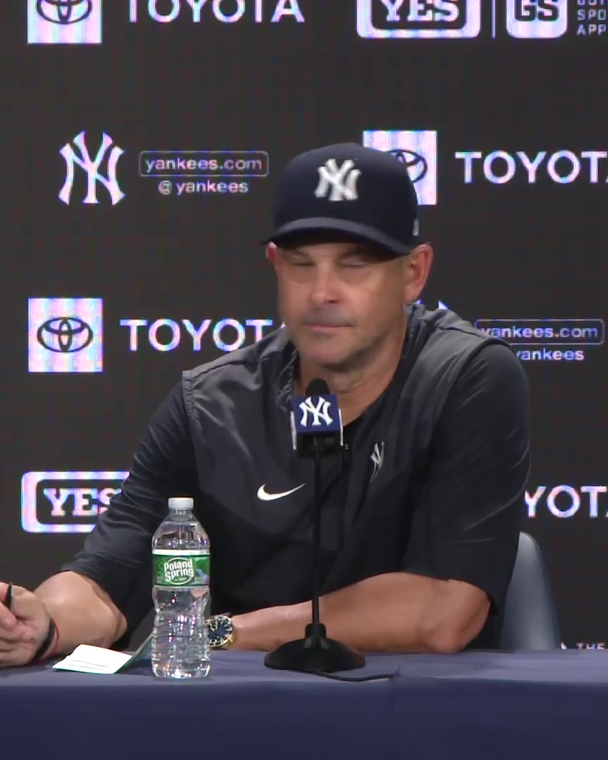 "I'm gonna plead the fifth here." Aaron Boone talks about Jose Caballero being called for a pitch clock violation today. Boone on how frustrating it is: "Very. It's embarrassing"