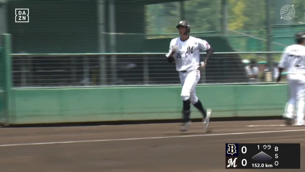 いきなりの先制パンチ アウトローを逆方向へ弾き返した 岡大海 先頭打者初球ホームラン ⚾️ロッテ×オリックス（ファーム） #chibalotte #だったらDAZN #イージースポーツ
