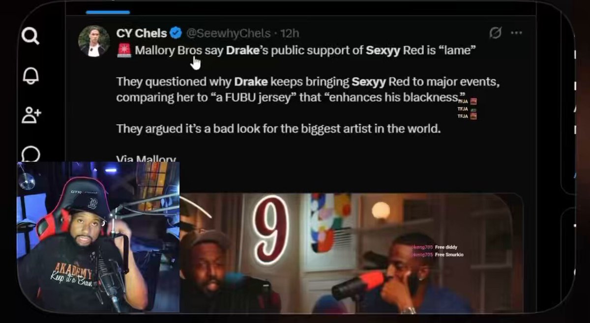 🚨 Akademiks says Kendrick Lamar’s battle with Drake “killed the culture” while while reacting to the Mallory Bros calling Drake’s friendship with Sexyy Red “lame,” Ak called them “losers” and argued their criticism stems from Kendrick’s battle narrative that Drake has to “prove” his blackness. Ak says Drake surrounds himself with loyal people, not to validate his identity, insisting the Mallory Bros are “making up random narratives.”