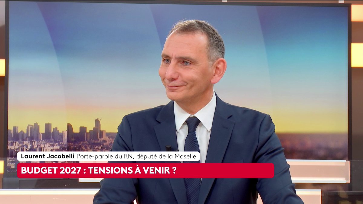 🔴 🗣 "Si ce gouvernement menace l'économie française et le portefeuille des Français, nous ne le laisserons pas faire", prévient le député et porte-parole du RN, Laurent Jacobelli, à propos de l'examen du budget 2027. #canal16