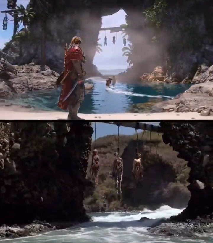 Reddit user dudeman_og has spotted a new Pirates of the Caribbean Easter Egg in 🏴‍☠️ Assassin's Creed Black Flag Resynced🏴‍☠️! It can be found at coordinates 595,305