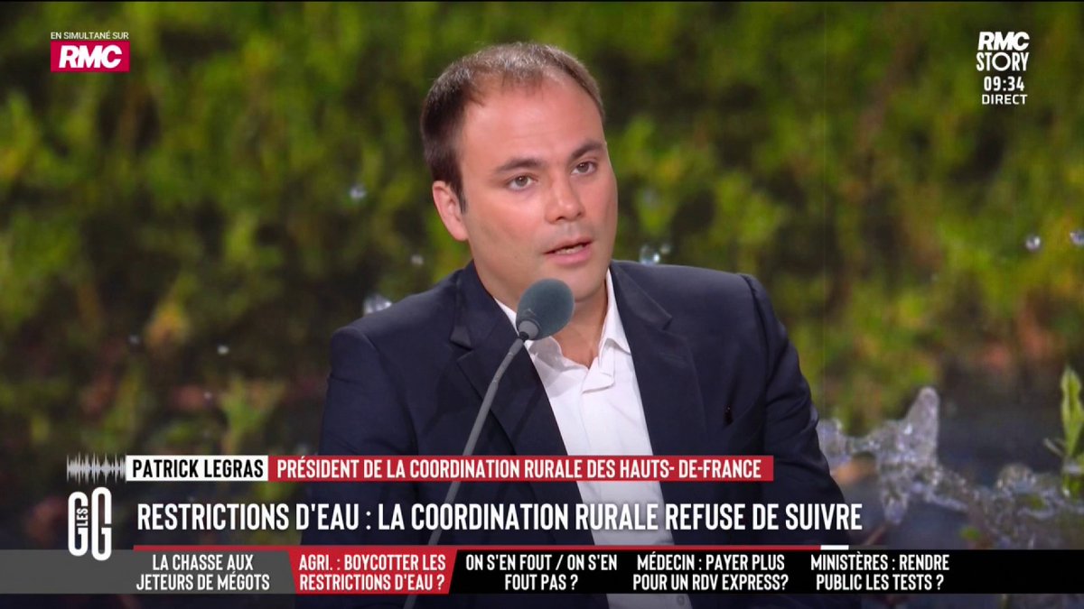 🧑🌾 La Coordination rurale appelle les agriculteurs à ne pas respecter les restrictions d’eau. 🗣️ Charles Consigny : "On doit adapter les cultures au nouveau climat. Le maïs qui est très consommateur d'eau... il y a des régions où on ne doit plus faire de maïs." #GGRMC
