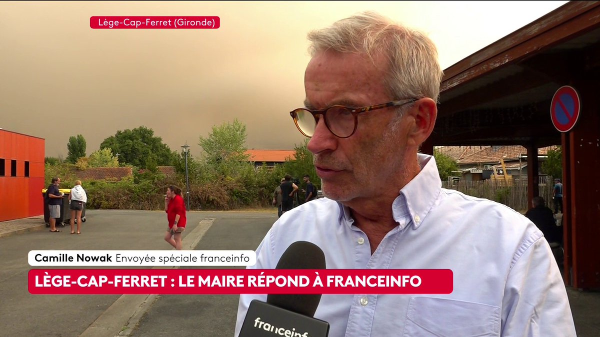 🔴🗣 Incendies en Gironde : "Nous avons été obligés d'évacuer 5 300 personnes dans la nuit", déclare Philippe de Gonneville, maire de Lège-Cap-Ferret, alors qu'un feu a déjà brûlé 2 000 hectares dans le département. #canal16