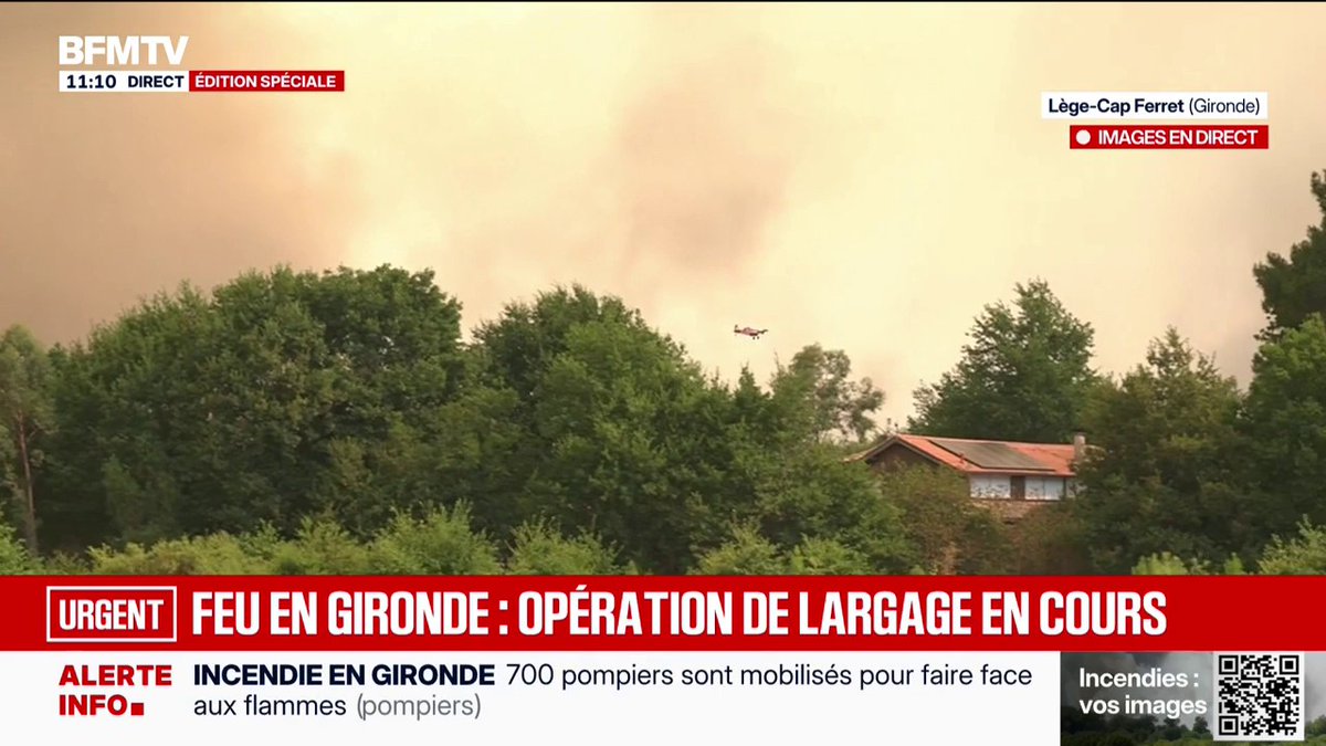 Incendie en Gironde: des opérations de largage en cours