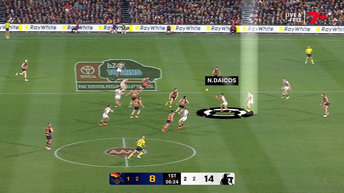 "He won't like seeing this, Nick... That's not gonna cut it." 🗣️ Kane Cornes on the Nick Daicos turnover that led to a Jordan Dawson goal #AFLCrowsPies