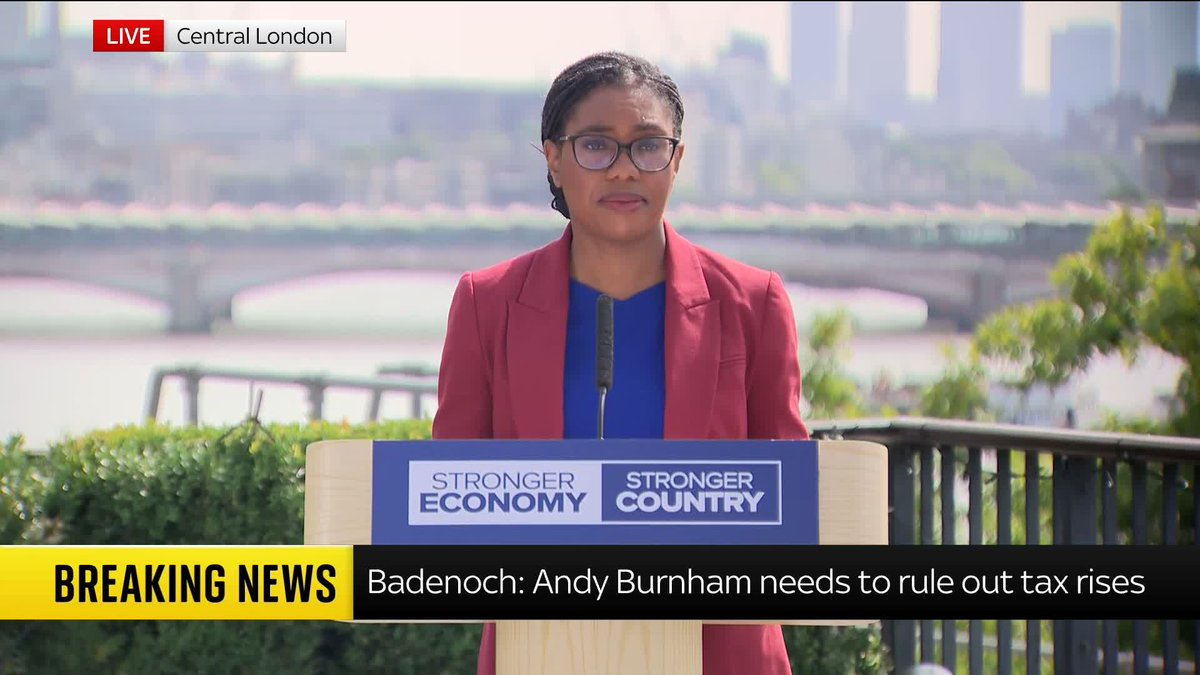 "Andy Burnham needs to rule out tax rises to pay for his spending spree." Conservative leader Kemi Badenoch criticises Andy Burnham's policy blitz and says that "he's behaving like he's still the Mayor of Manchester". Politics latest: 📺 Sky 501/YT