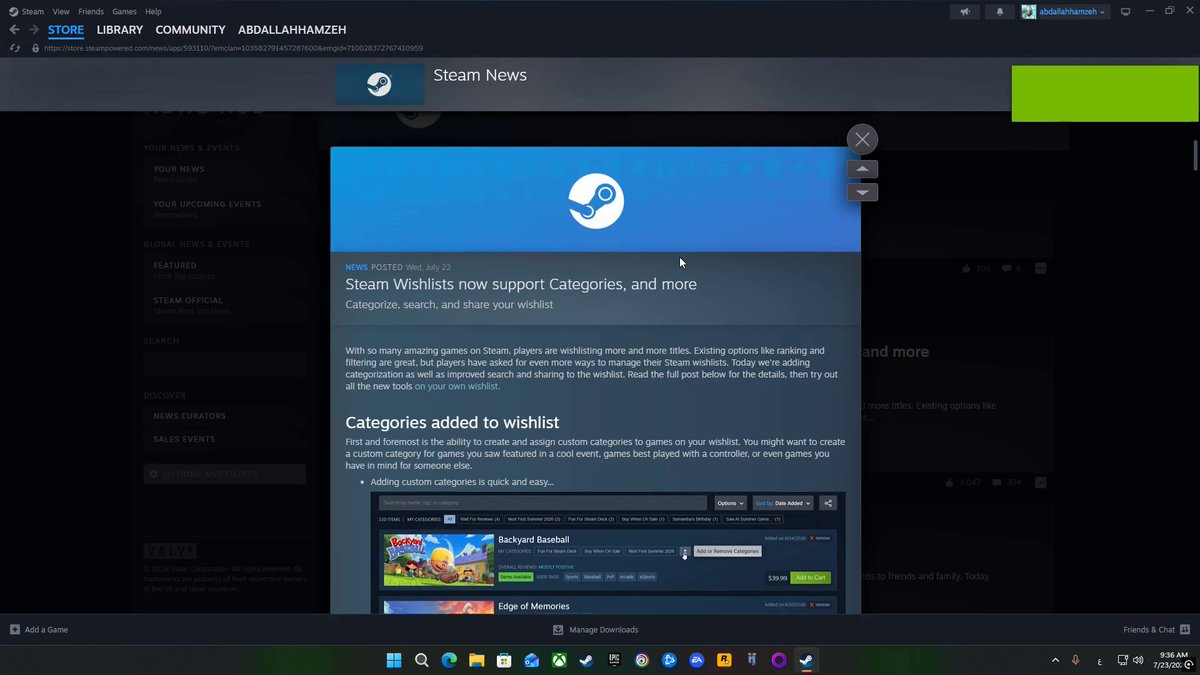 🚨 لاعبين الـ PC : 🌟 اخيرا تحديث اسطوري يأتي لمتجر Steam و هوا كالاتي ✍️ : 1⃣ نظام الهدايا اصبحت متوفره لجميع الريجونات و تحسينات كبيره جائت لهذا النظام و هي كالاتي ✍️ : 💥 بامكانك اهداء اصدقائك الالعاب من خلال ارسال اللعبه على ايميل الشخص الذي تريد اهداء اللعبه له 📨 💥 اصبح بامكانك ارسال الهدايا لي شخص انت تريده حتى لو كان الريجون الخاص فيه يختلف عن الريجون الخاص بك يعني بامكانك ارسال هدايا من ريجون اوكراني الى ريجون امريكي او اي دوله انت تريدها ✅ 🚨 معلومه مهمه لازم تعرفها : نظام الهدايا يحسب على سعر اللعبه عند صاحبك الي بدك تعطي هديه يعني مثلا اذا انت متجرك اوكراني و سعر اللعبه عندك 10 دولار و صاحبك متجره امريكي و سعر اللعبه عنده 20 دولار فانت تدفع سعر اللعبه عند صاحبك 20 دولار 💰 2⃣ تحسينات اكثر في نظام قائمة الامنيات ( Wishlist ) و التحسينات كالاتي ✍️: 💥 ترتيب قائمة الامنيات بحسب تصنيف الالعاب او بالشكل الذي تريده ✅ 💥 مشاركة قائمة الامنيات الخاصه بك مع اصدقائك 🔄 💥 تسريع عملية البحث في قائمة الامنيات 🖥️ 💥 وصول تنبيه لك في حال وجود DEMO للعبه انت وضعتها على قائمة الامنيات 🚨 💫 تحديث ضخم جاء لمتجر Steam حل مشكلة اهداء الالعاب و قائمة الامنيات و تحسينات ضخمه لهذا الامور 🖥️ #PC