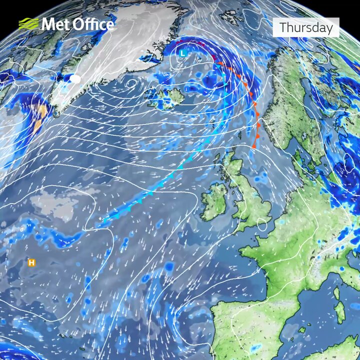 High pressure remains in charge for the next coupe of days Things become more mobile into the weekend, as low pressure skirts across the north of Scotland, pushing a cold front southwards High pressure returns to the south on Monday, bringing more settled conditions once again