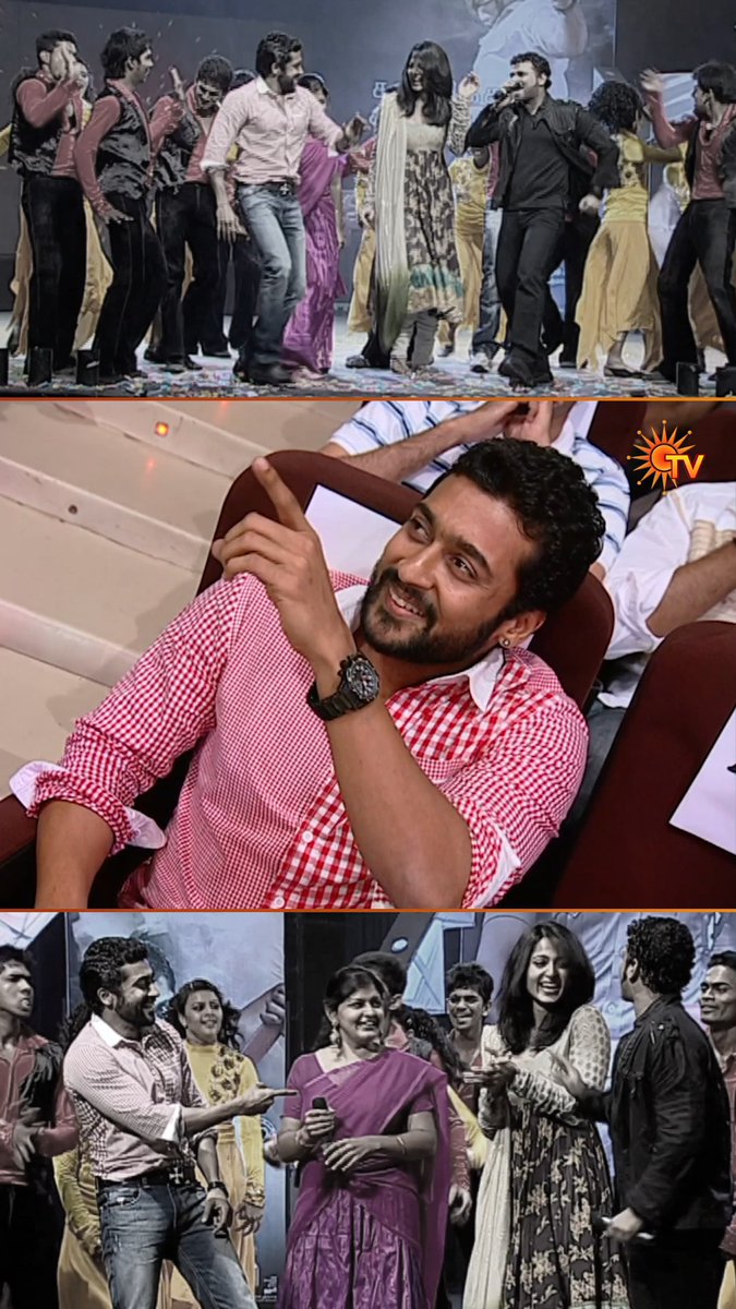Throwback to Suriya and Anushka grooving on stage with DSP, Baba Sehgal, and Priyadharshini at the Singam Audio Launch to "Kadhal Vandhale." #SunTV #SunTVThrowback #Singam #Suriya #Anushka #HBDSuriya