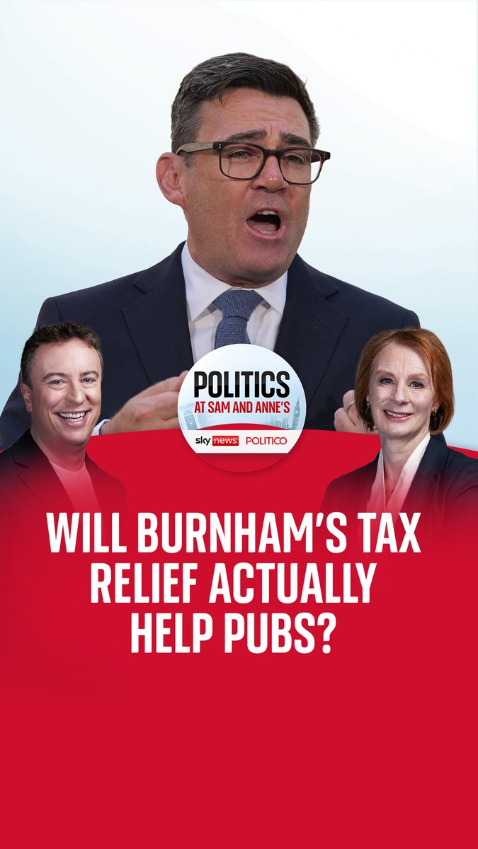 Is Andy Burnham's pub and club relief 'small beer'? 🍻 Hear what Sam Coates Sky and anne mcelvoy have to say about the latest policy announcement on today's Politics at Sam and Anne's podcast. Listen here ➡️