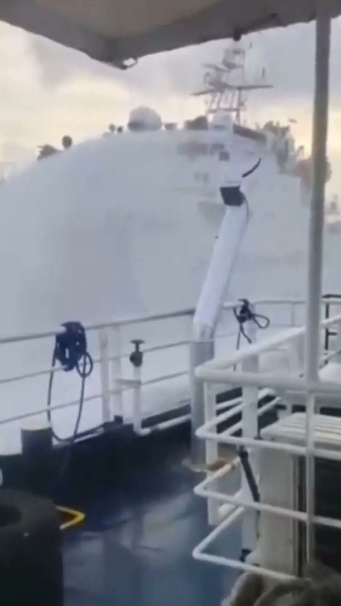 A Chinese Coast Guard vessel fired a water cannon at a Philippine government ship in the South China Sea, a Philippine Coast Guard official said on Thursday. Footage released by the Philippine Coast Guard showed the two boats in close proximity to each other near the Scarborough Shoal.