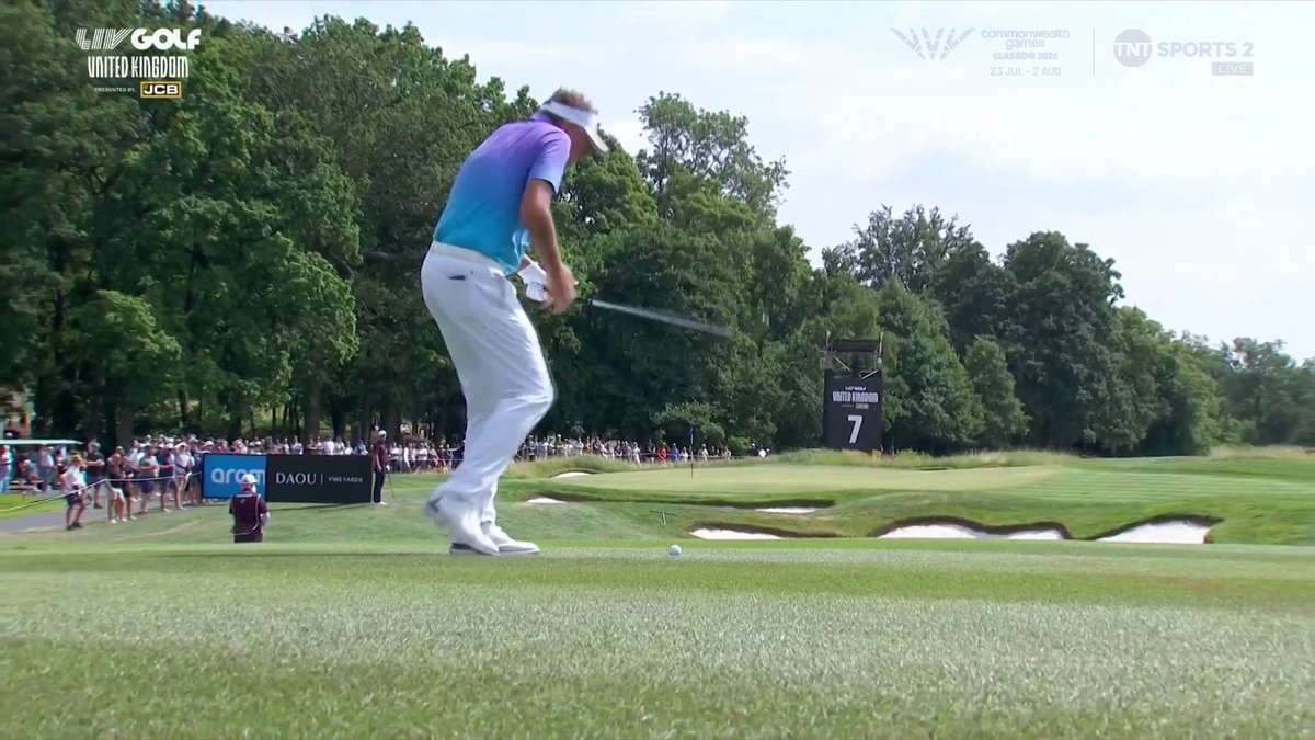 A CRAZY moment in #LIVGolfUK as Ian Poulter is nearly hit by a Bryson DeChambeau tee-off 😱 📺 Watch LIV Golf live on TNT Sports &amp; HBO Max