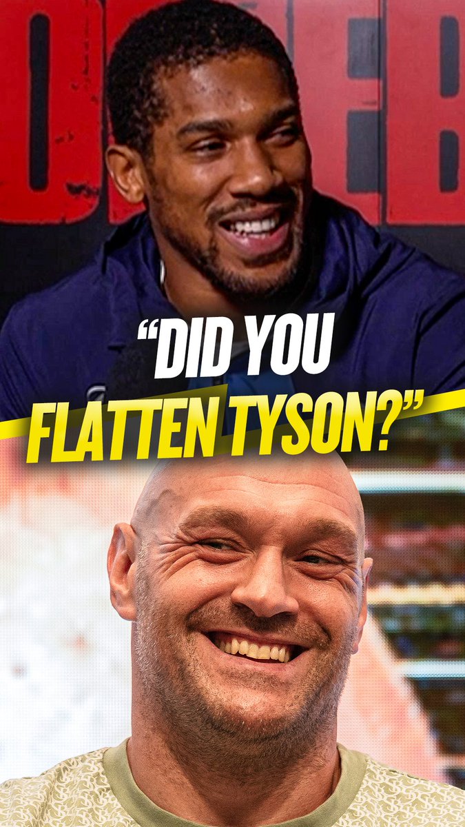 👀 "You flattened Tyson Fury?!" 🫢 "Gym rumours!" Anthony Joshua refuses to answer the rumours of him supposedly flattening Tyson Fury in sparring! Full interview here: #boxing