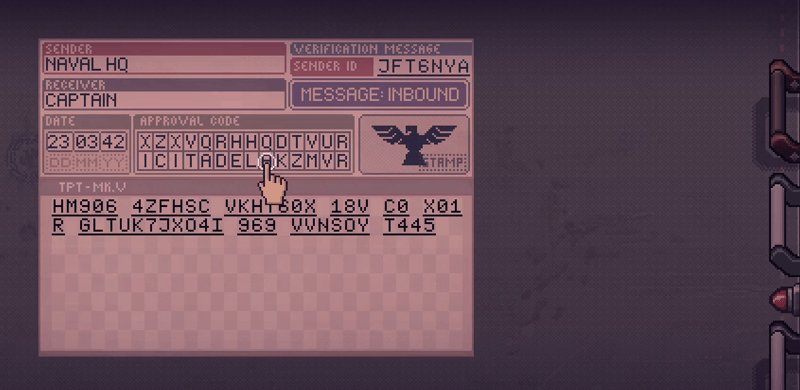 False Echo Teletyper TPT Mk. V Ops: a device that encrypts and safely transmits and receives secret communication. Every message received via this machine needs to be decrypted and verified using OBSCURA. Let's hope we don't run out of that special ink and transmission paper.