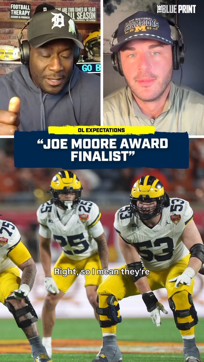 .@devinGardnerXCI and @Jbooty88believe Michigan's offensive line has the potential to be special this season and could find themselves in the conversation for the Joe Moore Award.