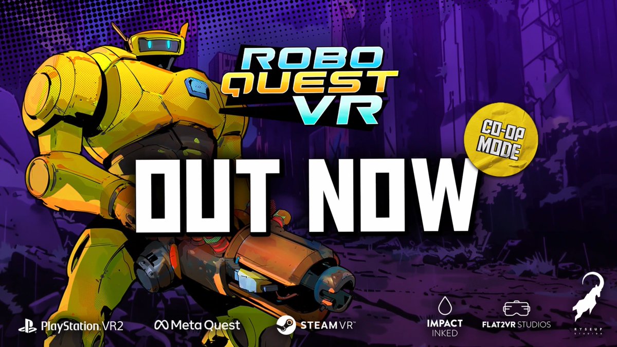 Guardians, unite! 🤖 🤖 Roboquest VR is OUT NOW on Meta Quest, with 2-player co-op and cross-play between Meta Quest, PS VR2 and SteamVR. Bring backup. Reboot the future: