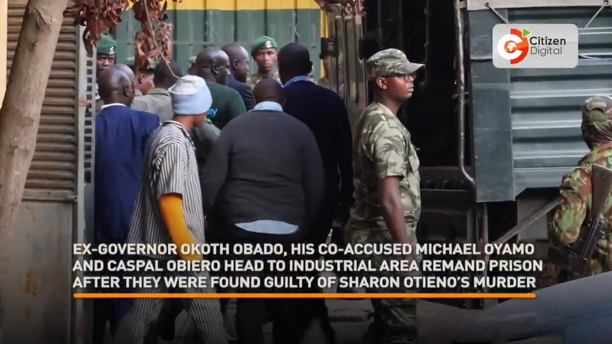 Ex-Governor Okoth Obado, his co-accused Michael Oyamo and Caspal Obiero head to Industrial Area Remand Prison shortly after they were found guilty of Sharon Otieno’s murder