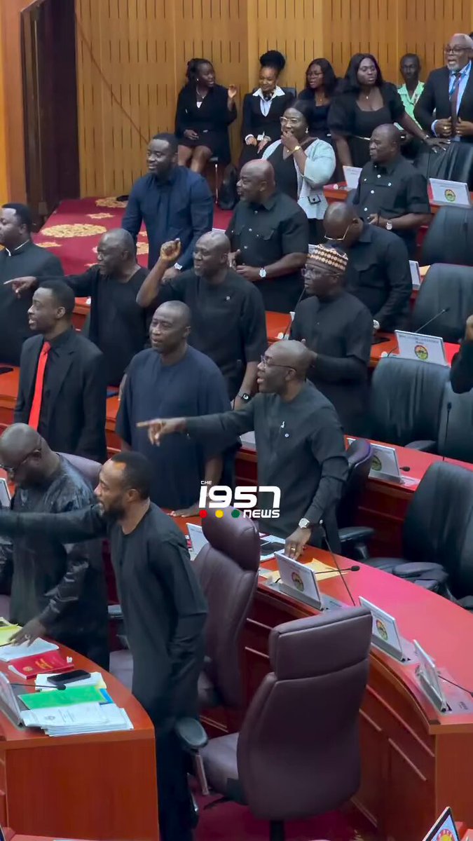 Parliament erupts in chants as Majority MPs chant “Bring Ken Back” in response to the Minority’s “Free Wontumi Now” chants following the presentation of the 2026 Mid-Year Budget Review by Finance Minister Dr. Cassiel Ato Forson.