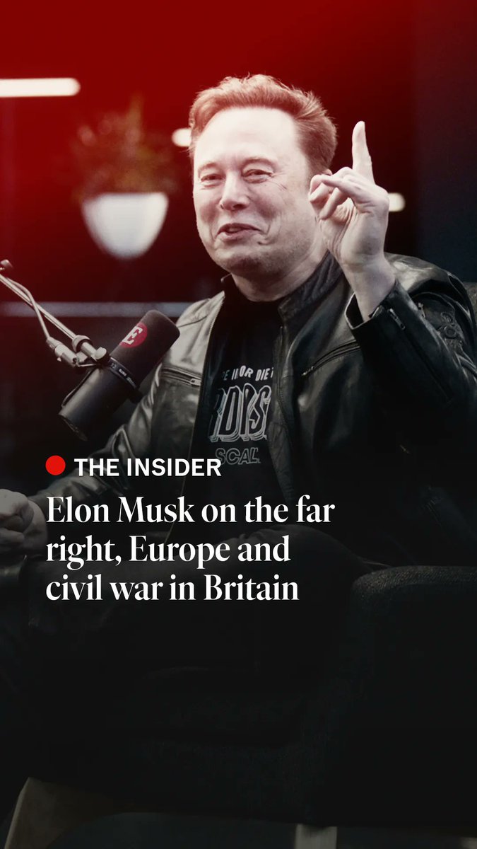 .Elon Musk believes that Britain is heading for “a reckoning”. Zanny Minton Beddoes challenges him on that claim, his support for the far right and on the picture he paints of Britain to his hundreds of millions of followers. Watch the full Insider interview: