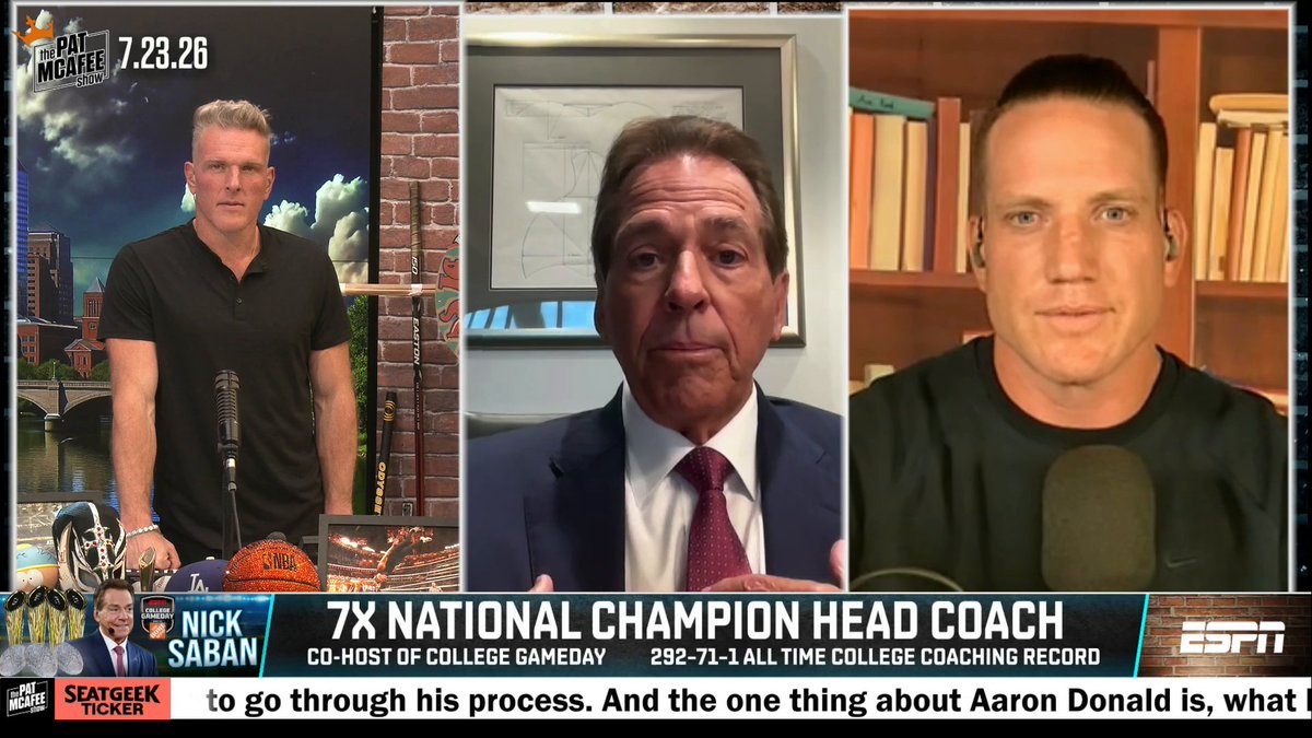 “[Lane Kiffin] wanna win, just like the players wanna win, just like the fans wanna win.” Nick Saban talks about Lane Kiffin holding himself and LSU football to the highest standards 👀 (via Pat McAfee)