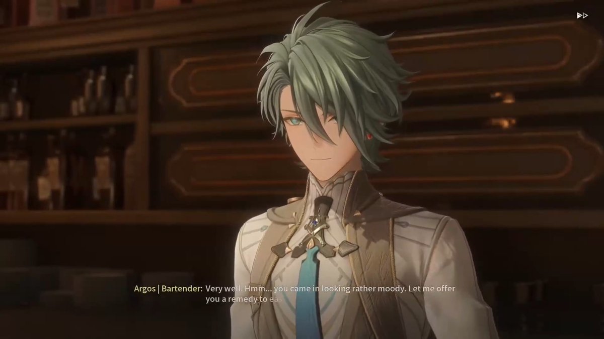 The bartender Argos from Silver Palace has voiced lines in the new beta now!!! I also like how he's the healer in your party lol The acting in this game is just so incredibly good, I NEED THIS GAME RELEASED ASAP!!! The victorian setting is right up my alley 😭