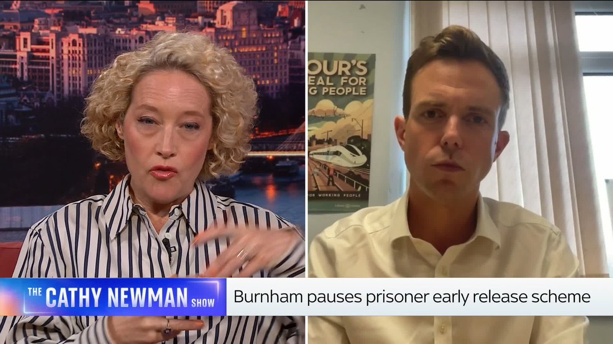 'You've got 3000 spare prison places at the moment, If you don't do some kind of early release scheme, that headroom will disappear fairly quickly' - @CathyNewman 'Any vigilant government would keep under review the numbers of people who are going into prison' - Jake Richards MP