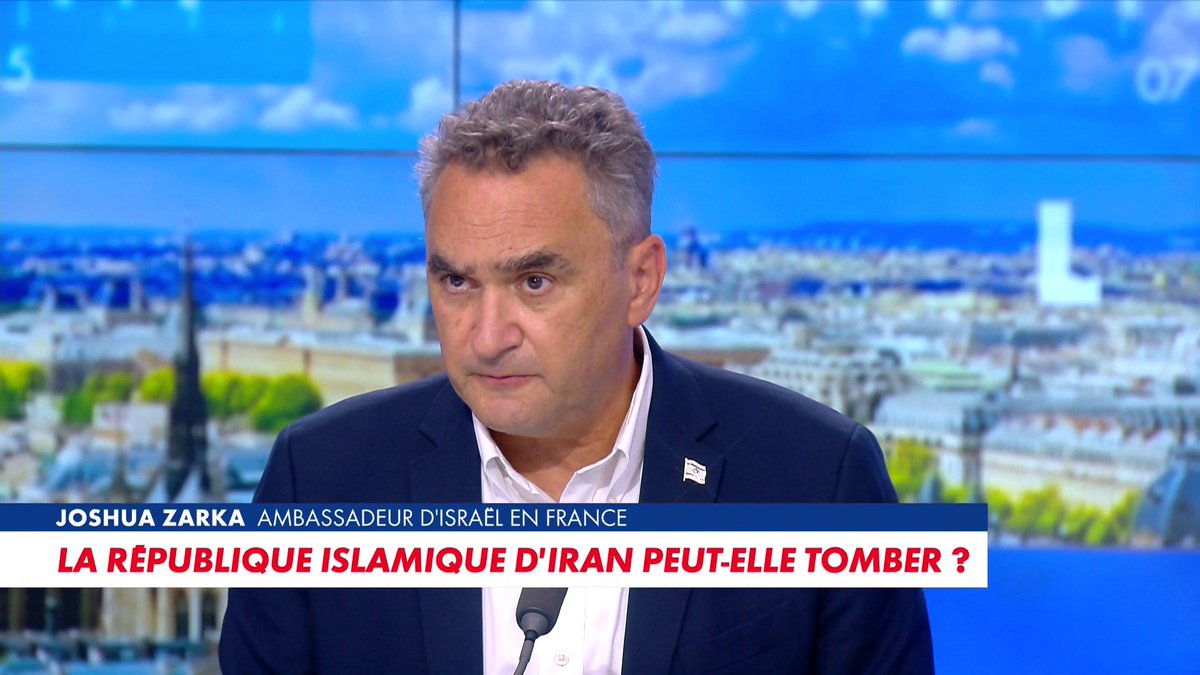 Joshua Zarka, ambassadeur d'Israël en France : «On ne pourra jamais trouver une solution stable et durable avec l'Iran tant qu'il n'y aura pas de menace terrible qui leur fera peur», dans #HDPros2ETE Toute l'info est à retrouver sur
