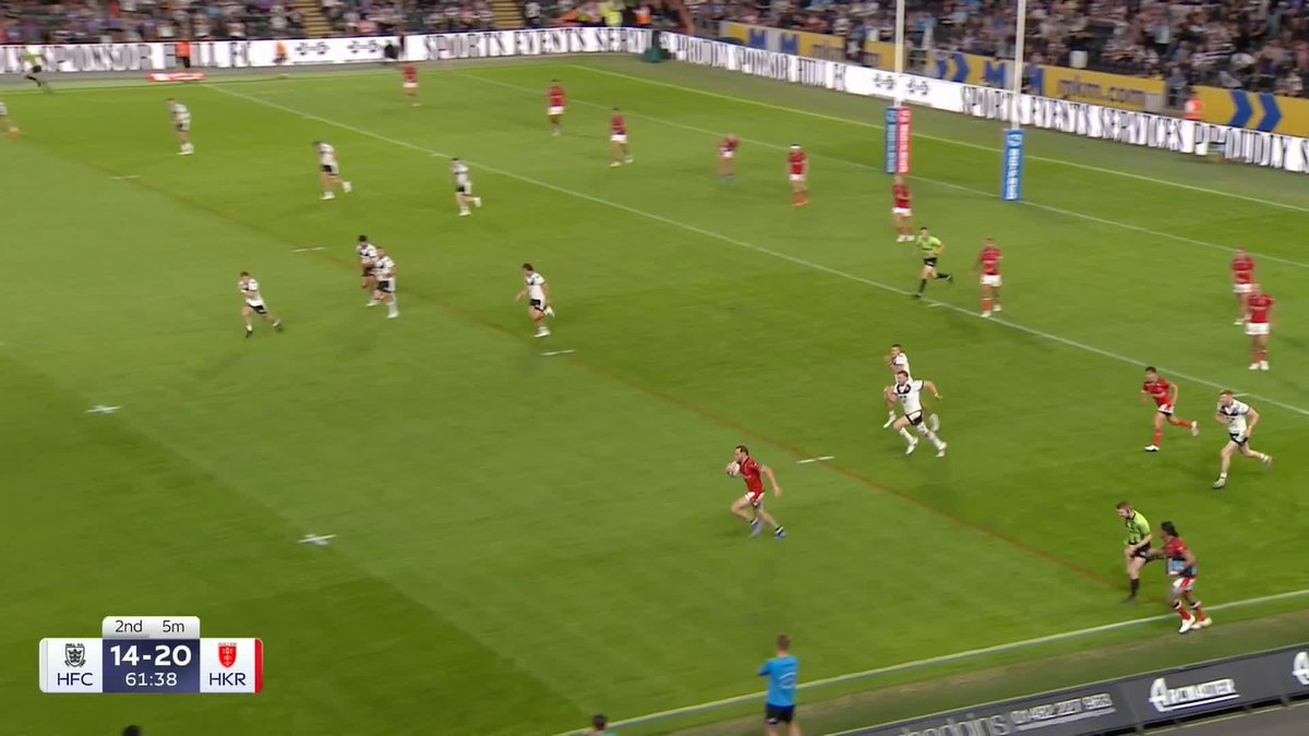 BLISTERING PACE! ⚡️ Hull KR show why they are champions and extend their lead thanks to a 95m run from Joe Burgess 🤩