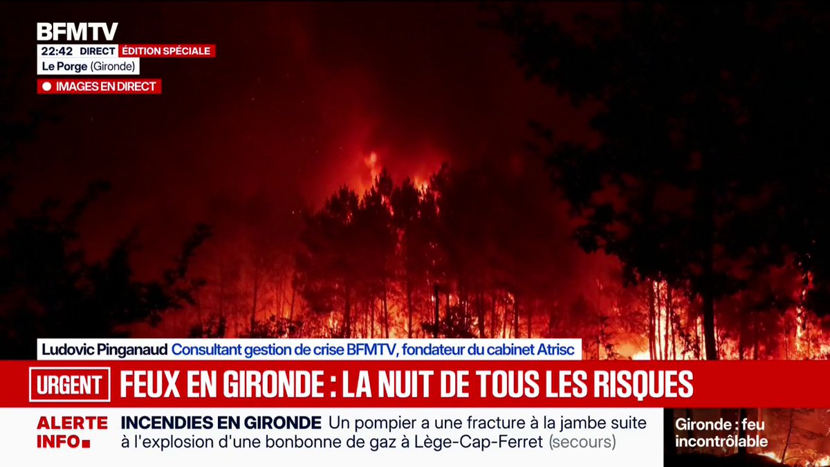 Feux en Gironde: les images impressionnantes de l'incendie toujours incontrôlable