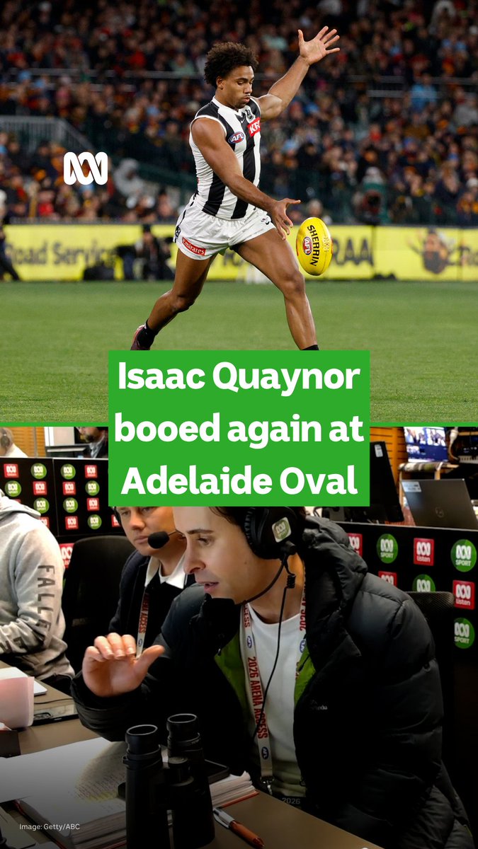 Boos were heard when Collingwood's Isaac Quaynor touched the ball last night. ABC Sport's Aaron Bryans wanted to state why this has to be denounced as unacceptable, even if it is only from a minority of Crows fans. Hear every AFL match, live and ad-free, on ABC listen: #AFLCrowsPies