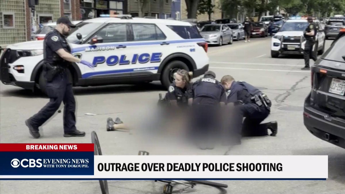 Protesters stormed a news conference in Madison, Wisconsin, after a police officer shot and killed a man with a knife while resisting arrest on Wednesday. In total, four officers were involved or witnessed the shooting and have been put on leave. Body cameras were not on the officers.