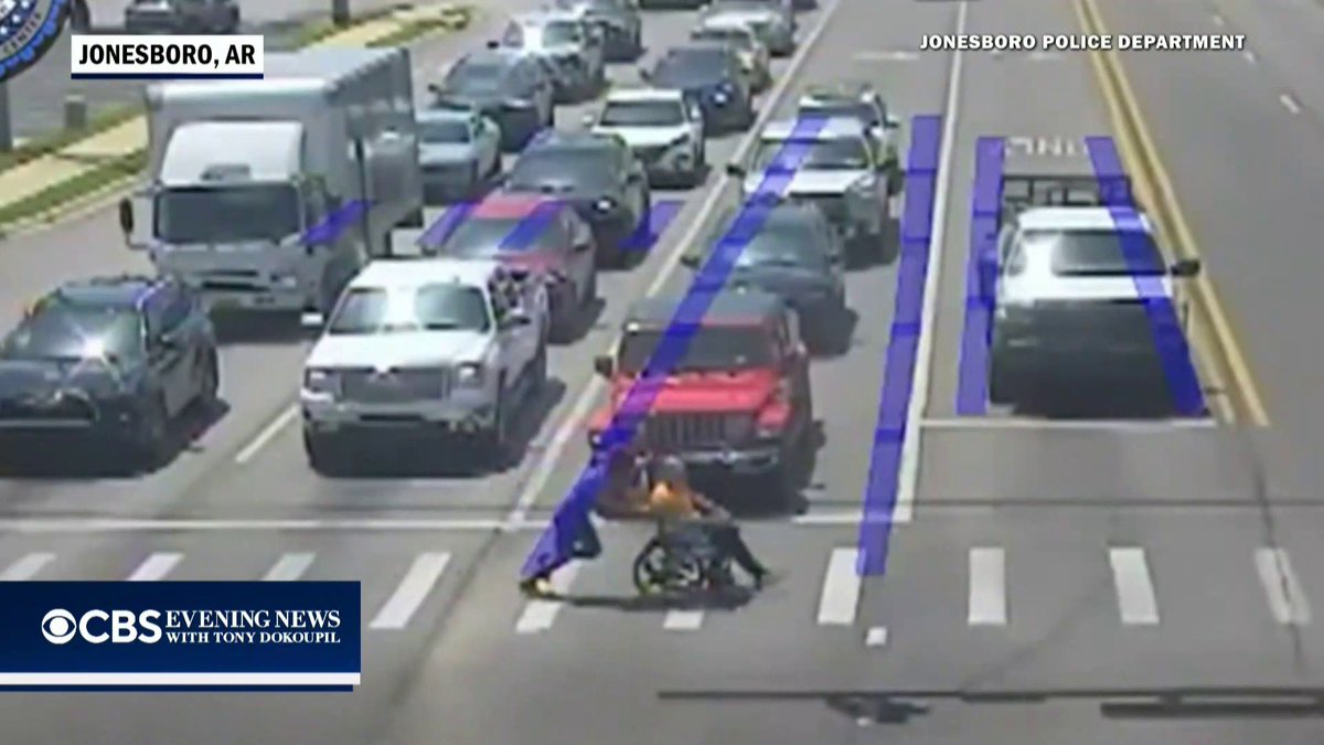 A man dressed as Spider-Man rushed out of his Jeep to help a wheelchair user safely cross a busy street in Jonesboro, Arkansas. He said he had just gotten off work at a trampoline park still in costume.
