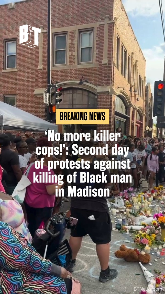 “No more killer cops!” Hundreds continue to rally in Madison, Wisconsin to demand justice for Corey Ruiz, a 38-year-old Black man shot and killed by Madison Police on Thursday. Videos circulated online showed four officers surrounding Ruiz while he was on the pavement incapacitated, before one shoots him in the head three times at point blank range. Ruiz was killed in the same neighborhood MPD fatally shot Tony Robinson, an unarmed teenager, in 2011.