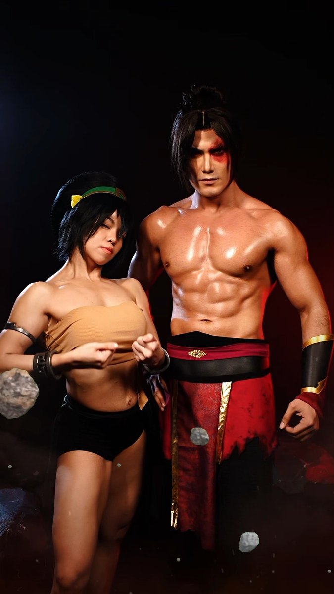 Cosplaying with my Century Tuna Superbods superbods co-finalist Thalia as prime Fire Lord Zuko and Toph Beifong from Avatar Aang: The Last Airbender.