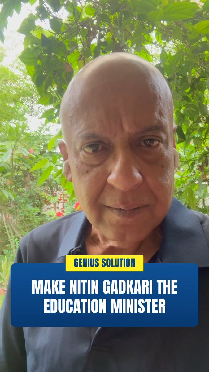 Genius Solution. Make Nitin Gadkari the education minister. Youth will be happy with ethanol in education. And cars will be happy with purity in petrol. From neat to NEET.