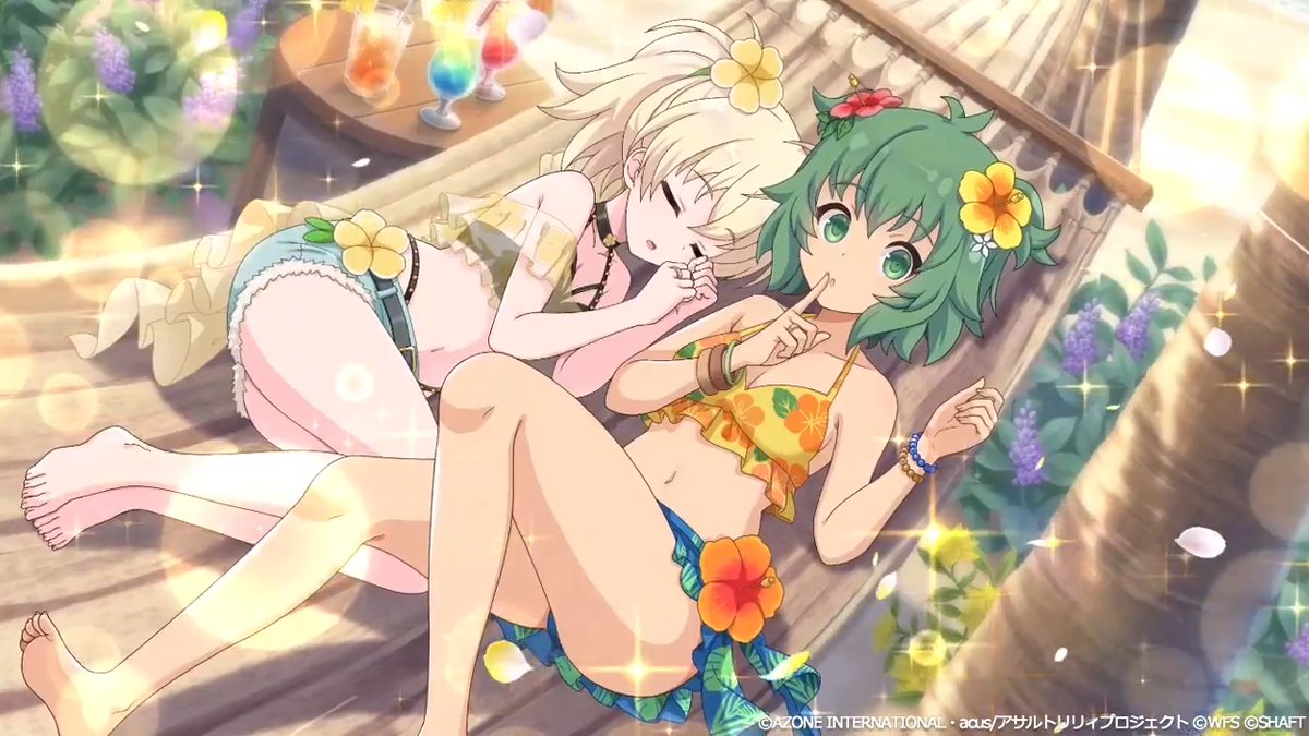 【🌟「リリチャレ!!～なつみず☆バトル～開催記念 楪×椛×梅×雨嘉ガチャ」 新★5メモリア紹介🌟】 『束の間SUMMER』(1/2) #吉村・Thi・梅 の衣装付メモリア登場！通常範囲メモリア✨️ #ラスバレ #アサルトリリィ