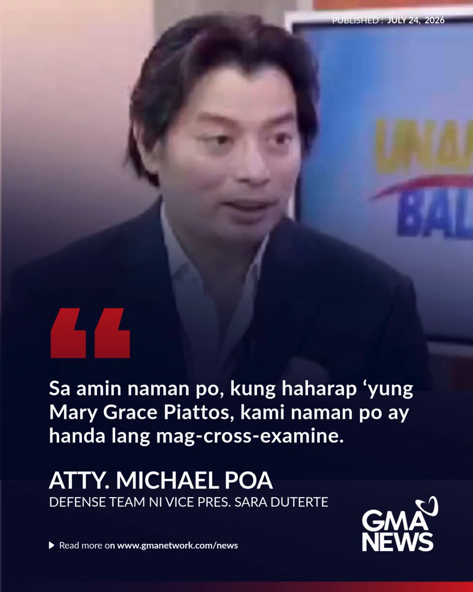 “Kami naman po ay handa lang mag-cross-examine” Bahagi ‘yan ng sagot ni Atty. Michael Poa nang tanungin kung maihaharap kaya ng prosekusyon si “Mary Grace Piattos” sa pagpapatuloy ng impeachment trial ni Vice President Sara Duterte. #VPonTrial Kaugnay na ulat: