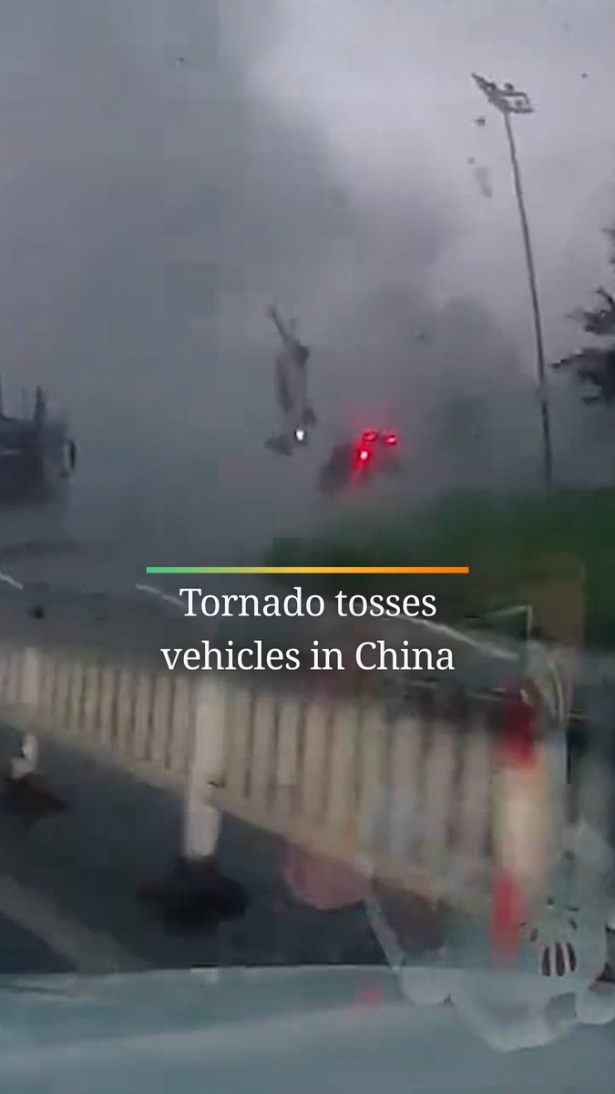 Cameras caught the moment a tornado in eastern China lofted vehicles into the air. Download the CNN Weather app for free on iOS to see more.