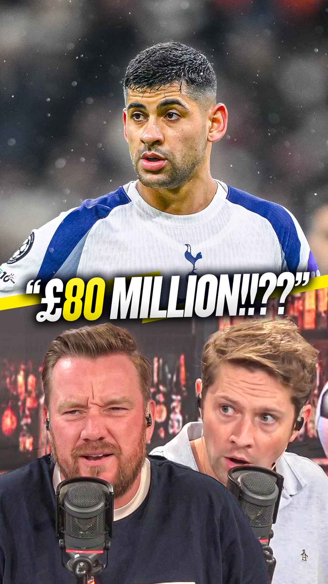 💰 Jamie: "£80m, that's what I want!" 😳 Rory: "£80m!? You'll do really well to get £40m!" O'Hara &amp; Jennings disagree on how much #THFC should demand for Cristian Romero! 🔥