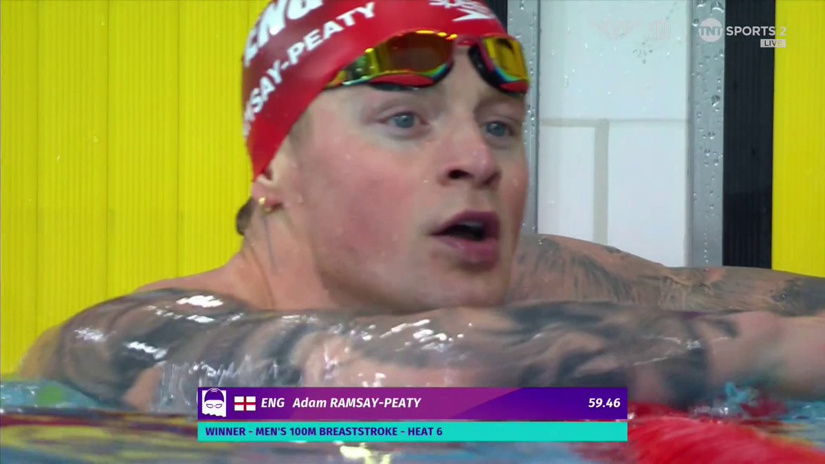A body length clear of a world-class field ๐ Adam Ramsay-Peaty debuts his new name by winning his heat comfortably in 59.48 ๐ฅ Watch the Glasgow 2026 Commonwealth Games live on TNT Sports and HBO Max ๐บ