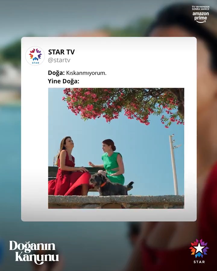 Neymiş, Doğa kıskanıyormuş. 😅 #DoğanınKanunu yeni bölümleriyle her çarşamba 20.00'de Star'da, TV yayınından sonra sadece Amazon Prime Video'da. doganinkanunudizi