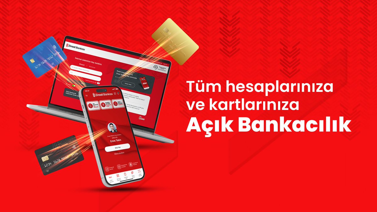 Ziraat Açık Bankacılık Tüm Hesaplarınıza ek olarak Kartlarınıza da Açık Bankacılık! Ziraat Mobil ve İnternet Şubesi'nde tüm banka hesaplarınızı görüntüleyebilir, kartlarınızı ekleyebilir ve para transferi talimatı oluşturabilirsiniz. #ZiraatBankası #BirBankadanDahaFazlası